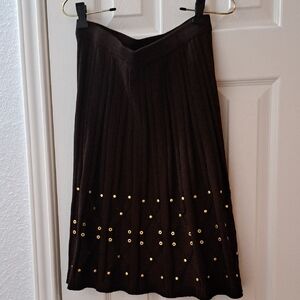 St John Sport Elegant Brown Skirt with Gold Accents Sz 2